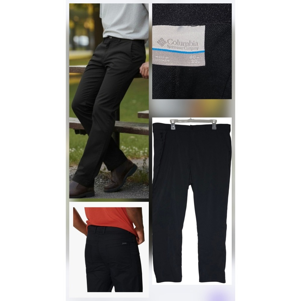 Columbia Hiking‎ Pants Rapid Rivers Mens Size 40x30 Black UVA/UVB Stretch Gusset
